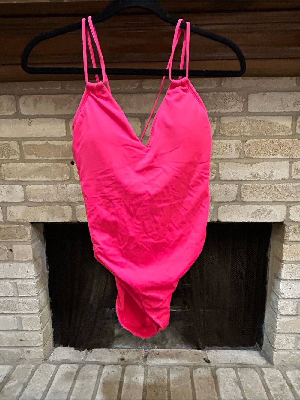 Shade & Shore Hot Pink V-Neck One-Piece Swimsuit EUC